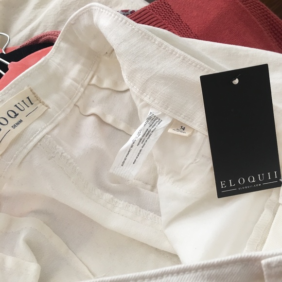 Eloqui White Denim High Waist Crop Jean - Picture 2 of 3